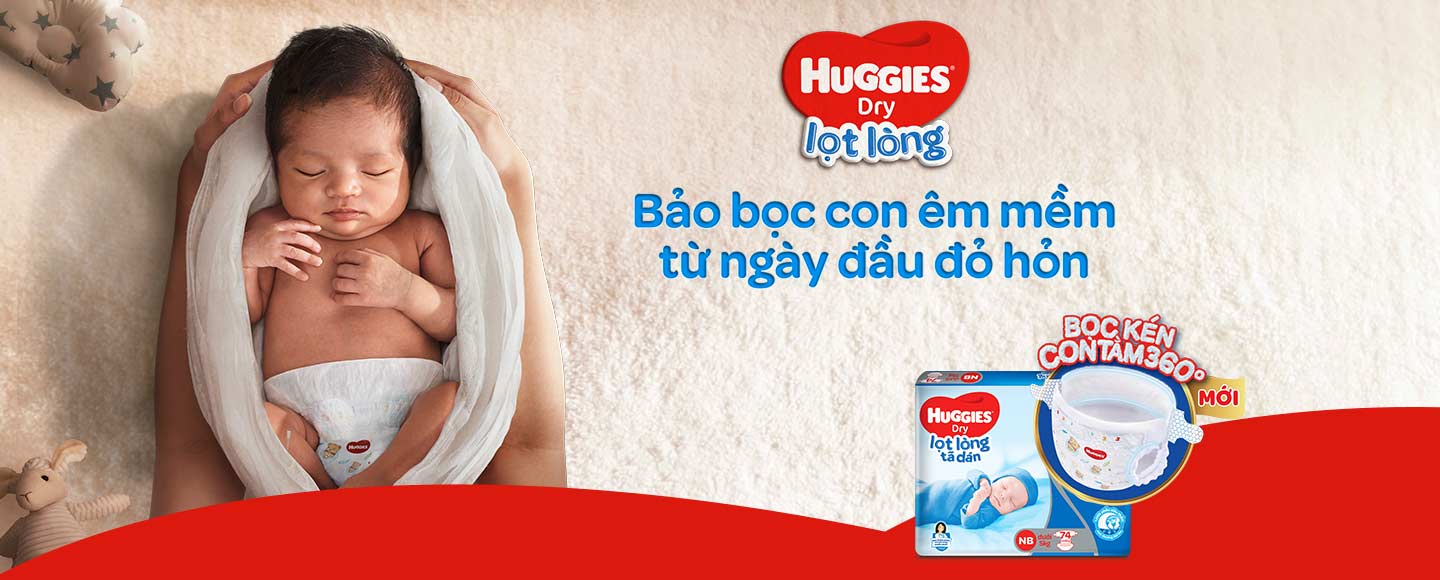 Tã dán newborn Huggies Tràm trà