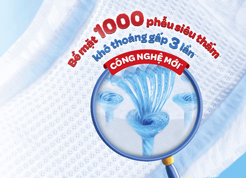 Bề mặt 1000 phễu siêu thấm, khô thoáng gấp 3 lần