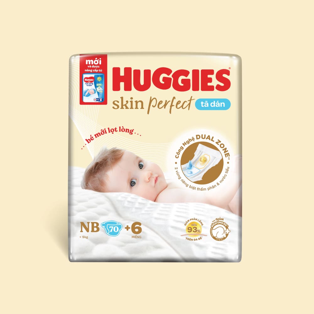 Tã dán sơ sinh Huggies Skin Perfect size NB