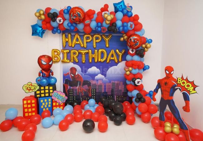 Trang trí sinh nhật cho bé trai theo nhân vật Spiderman