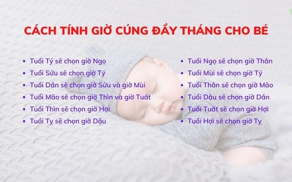 Cách tính ngày, giờ cúng đầy tháng cho bé gái miền Bắc