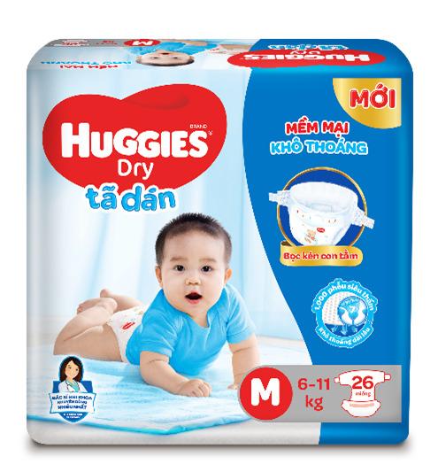 Bỉm tã dán Huggies Dry size M 76 miếng