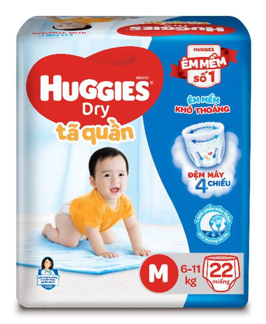 Bỉm tã quần Huggies Dry size M 74 miếng