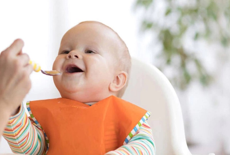 Chỉ nên cho trẻ sơ sinh 6 tháng tuổi ăn lượng nhỏ mỗi bữa và tăng dần khi bé đã quen 