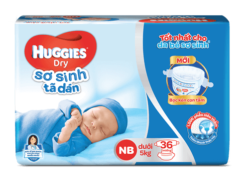 Tã dán sơ sinh Huggies® Việt Nam là vật dụng không thể thiếu trong túi đồ đi sinh của mẹ
