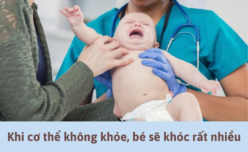 Khi cơ thể không khỏe, bé sẽ quấy khóc rất nhiều dù ba mẹ đã cố gắng dỗ