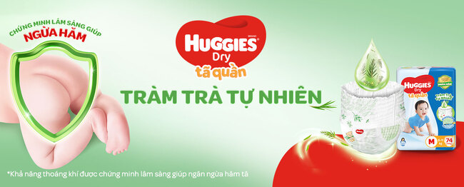 Bỉm Huggies Tràm Trà Tự Nhiên đã được chứng minh lâm sàng là có hiệu quả trong việc ngừa hăm ở da bé