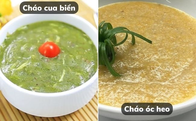 Công thức cháo cua biển và cháo óc heo