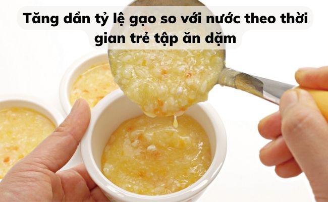 Tùy vào độ tuổi mà mẹ có thể điều chỉnh tỷ lệ gạo nước khi nấu cháo ăn dặm cho bé kiểu Nhật