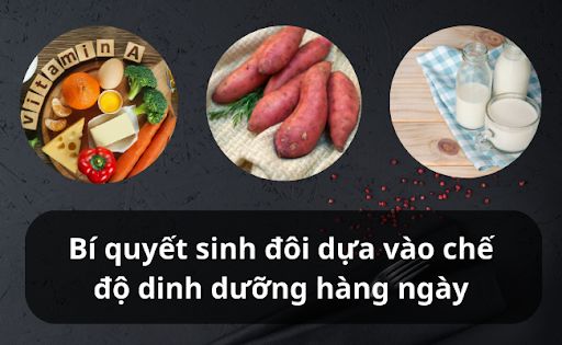 Bổ sung nhiều vitamin, sữa, khoai lang,... sẽ tăng khả năng sinh đôi