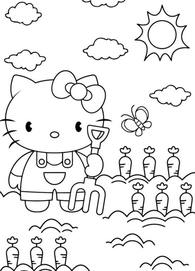 Tranh tô màu Hello Kitty dễ thương