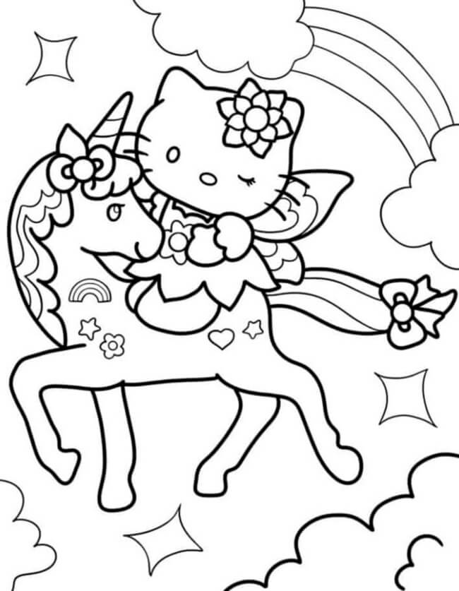 Tranh tô màu Hello Kitty dễ thương 2