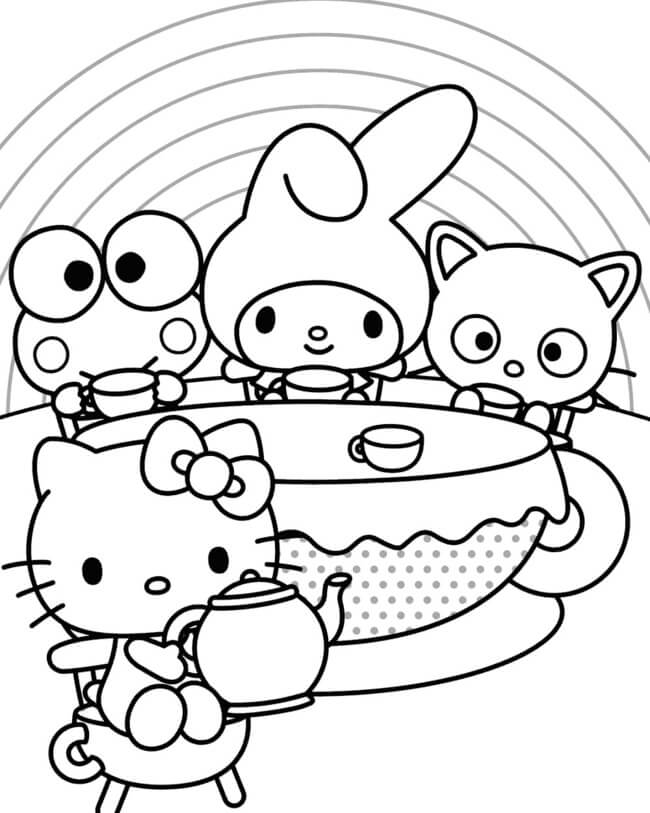Trang tô màu Hello Kitty và những người bạn 6