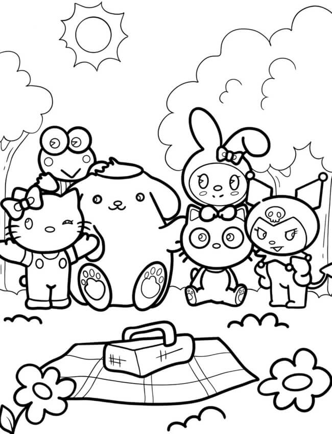 Trang tô màu Hello Kitty và những người bạn 7