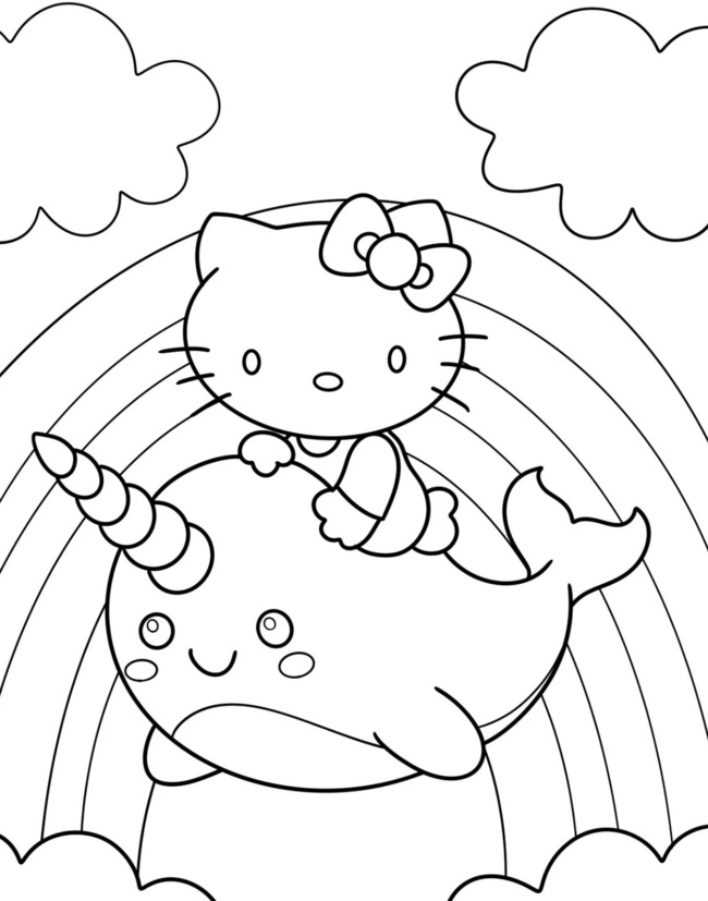Tranh tô màu Hello Kitty dễ thương 3