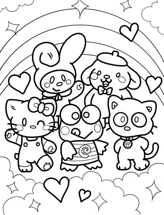 Trang tô màu Hello Kitty và những người bạn 10