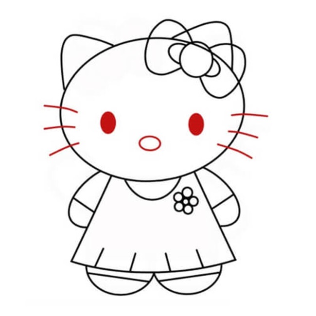 Hướng dẫn vẽ Hello Kitty đơn giản, đẹp 7