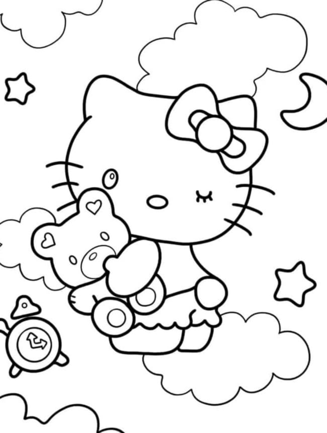 Tranh tô màu Hello Kitty dễ thương 4