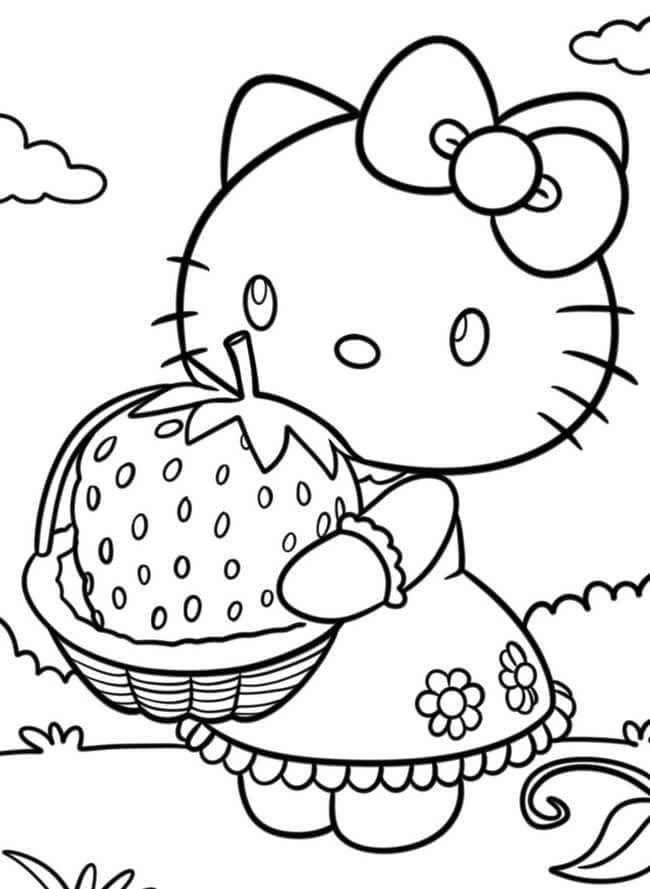 Tranh tô màu Hello Kitty dễ thương 5