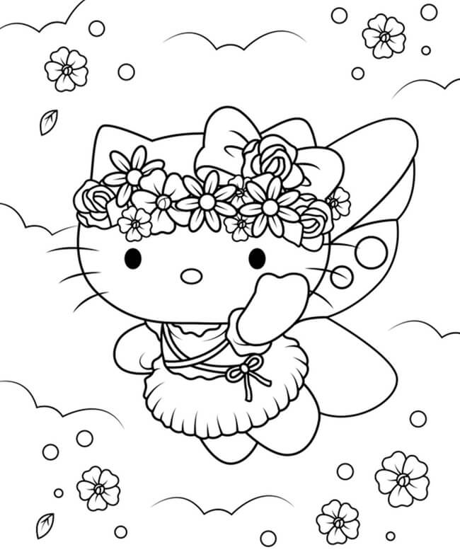 Tranh tô màu Hello Kitty dễ thương 7