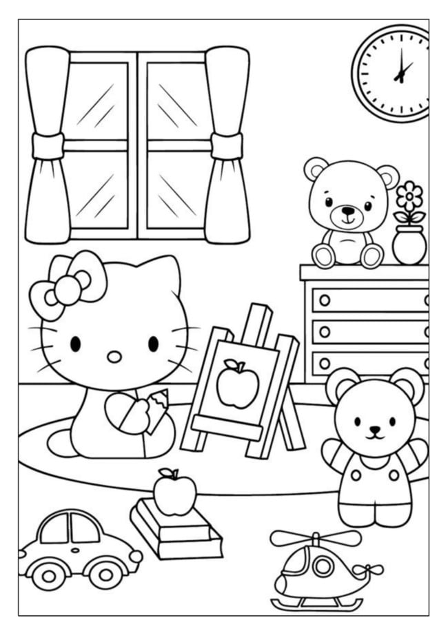 Tranh tô màu Hello Kitty dễ thương 8
