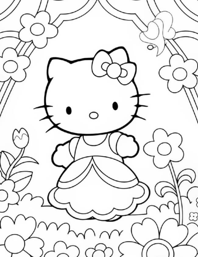 Tranh tô màu Hello Kitty dễ thương 9
