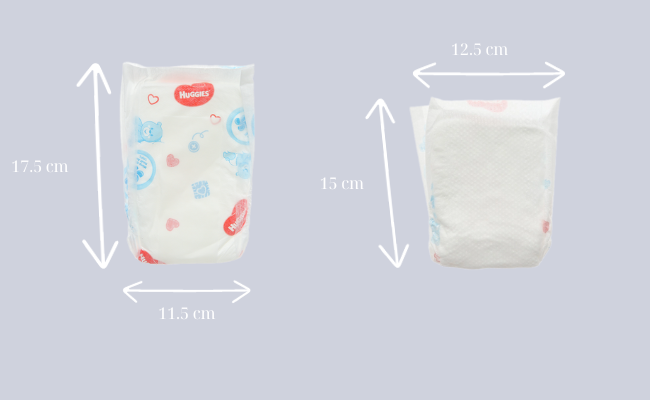 Kích thước mỏng nhẹ và nhỏ gọn của miếng lót sơ sinh Huggies