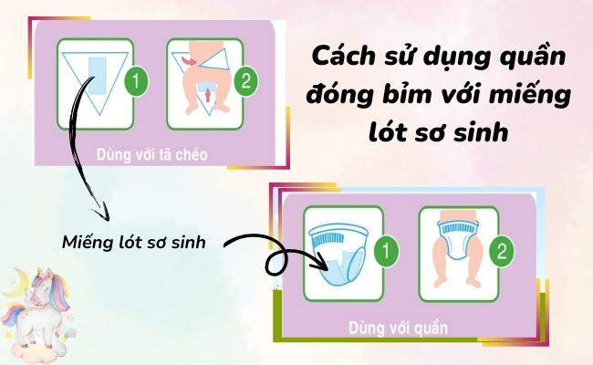 Cách sử dụng quần đóng bỉm dán miếng lót sơ sinh