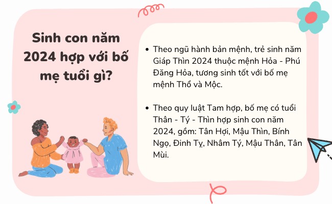 Sinh con năm 2024 hợp với bố mẹ tuổi gì