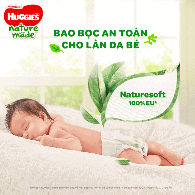 Tã dán cao cấp Huggies Platinum Naturemade bảo vệ làn da bé