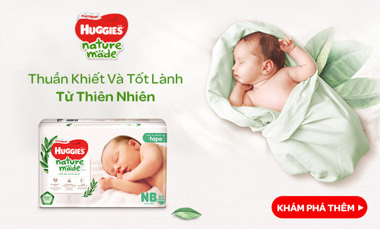 Tã Huggies Platinum Naturemade có bề mặt làm từ sợi thiên nhiên 100% nhập khẩu từ Châu  Âu