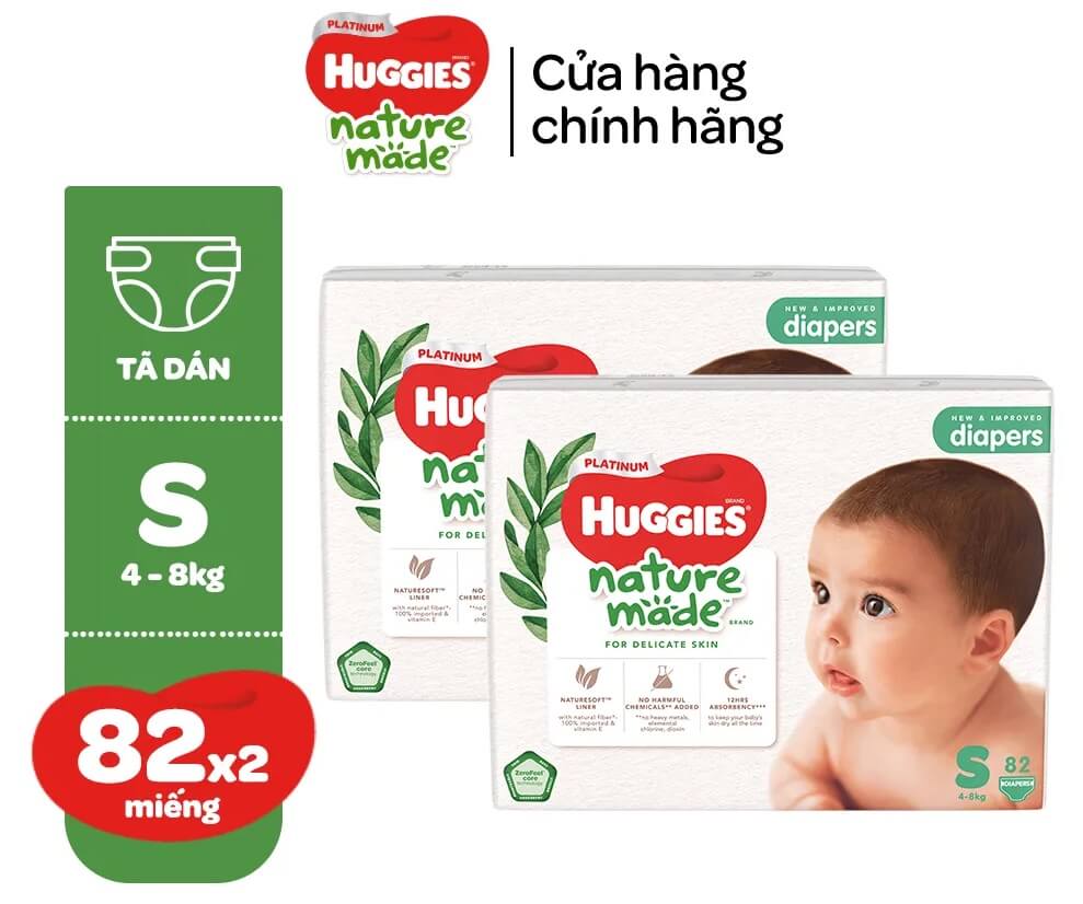 tã dán sơ sinh Huggies Naturemade