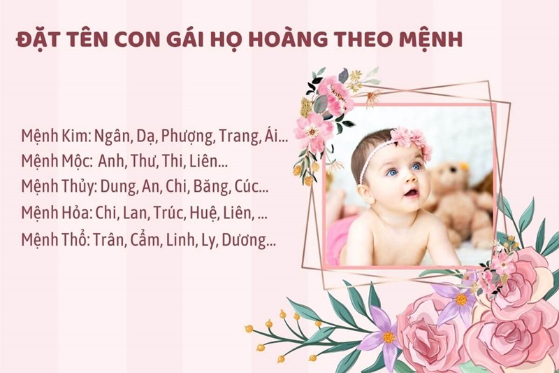 Đặt tên con gái họ Hoàng theo mệnh