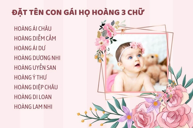 Đặt tên con gái họ Hoàng 3 chữ
