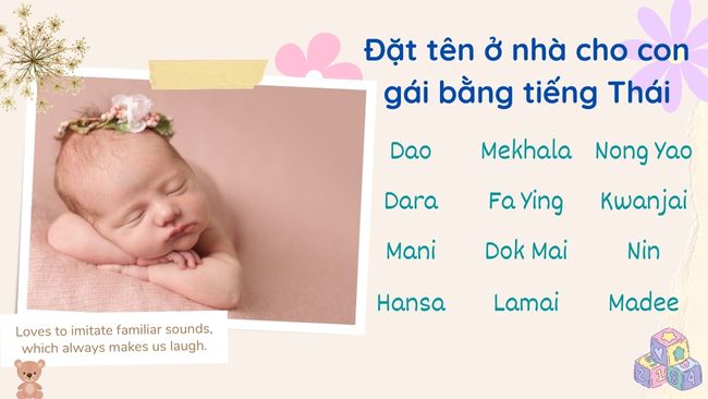 Đặt tên ở nhà cho bé gái bằng tiếng Thái