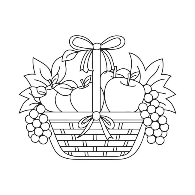 Tranh tô màu giỏ hoa quả dễ thương 4