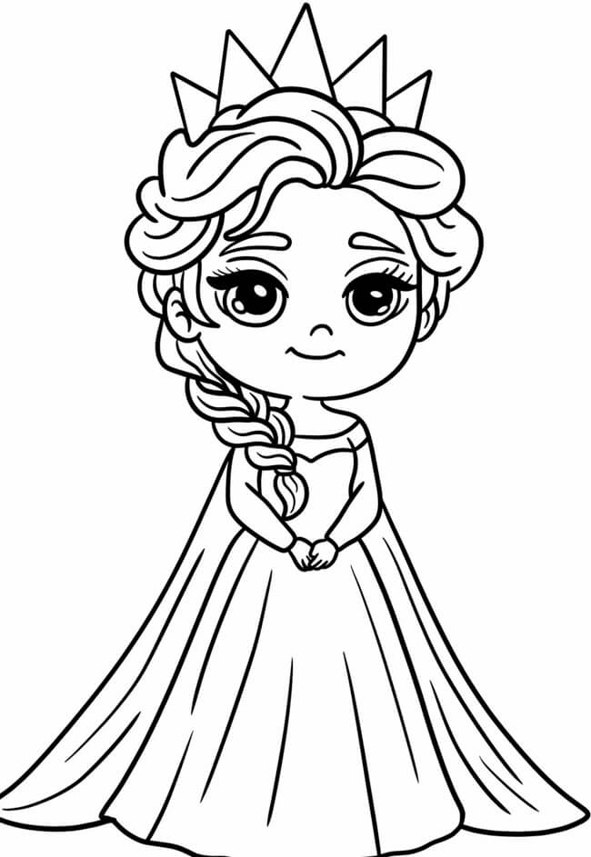 Tranh tô màu búp bê chibi dễ thương 1