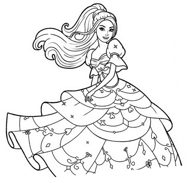 Tranh tô màu búp bê Barbie 2