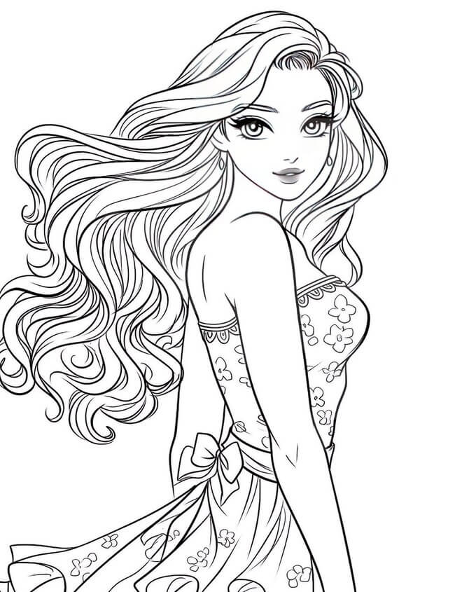 Tranh tô màu búp bê Barbie 8