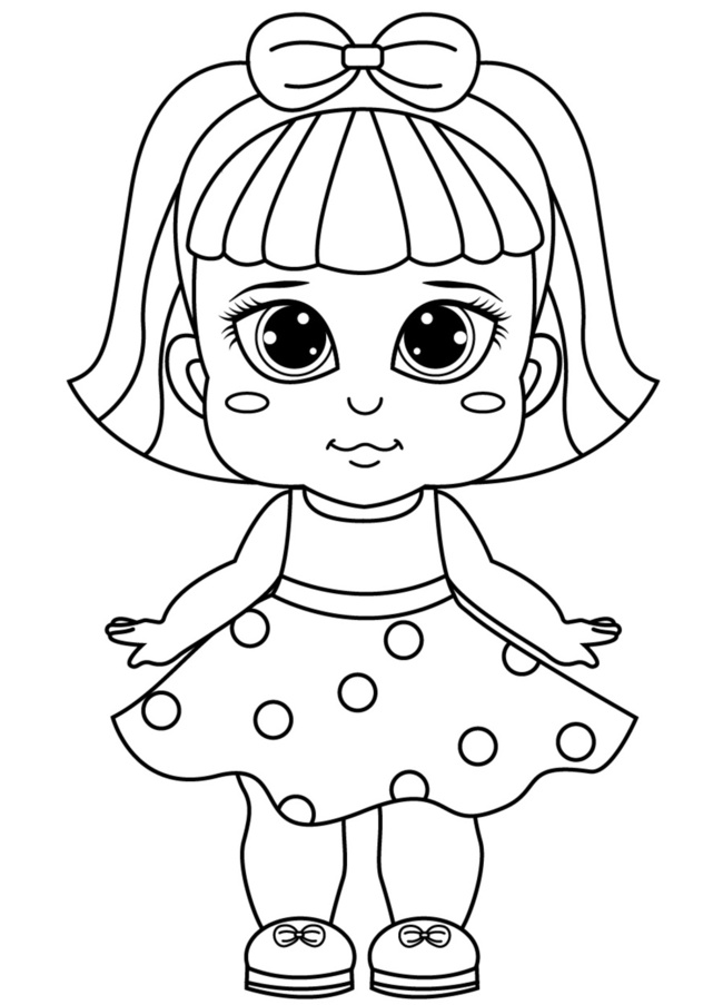 Tranh tô màu búp bê chibi dễ thương 2