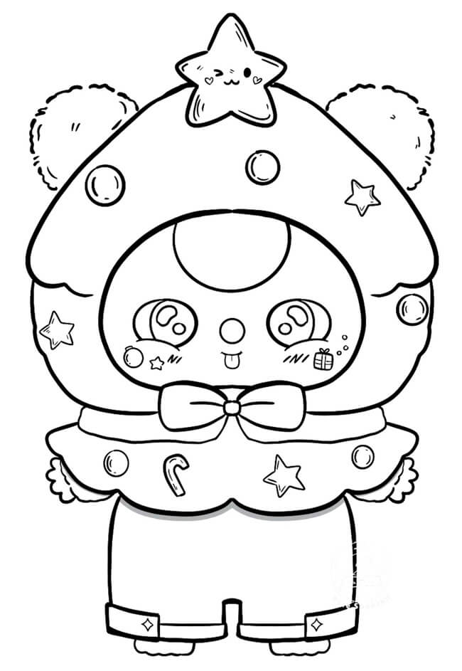 Tranh tô màu búp bê chibi dễ thương 4
