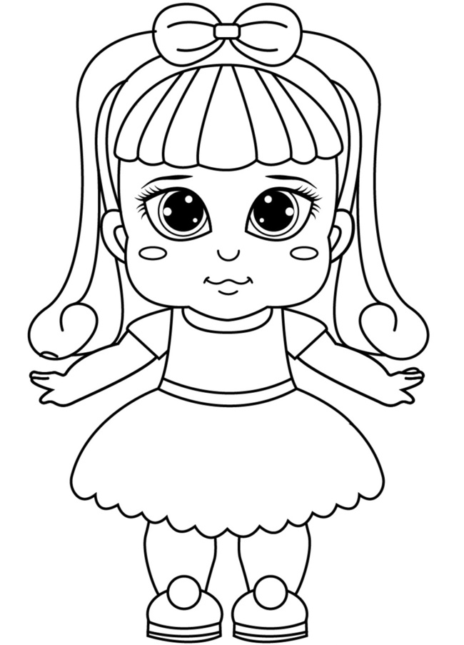 Tranh tô màu búp bê chibi dễ thương 7