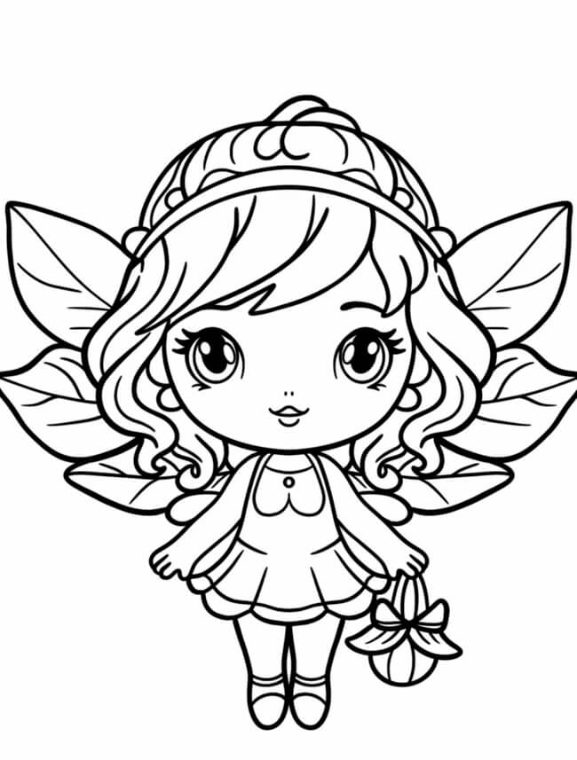 Tranh tô màu búp bê chibi dễ thương 9