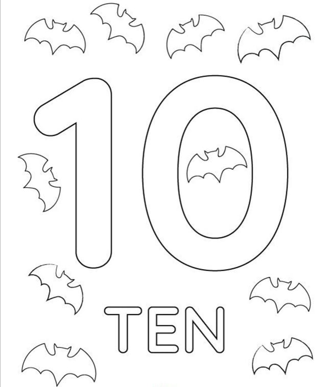 tranh tô màu chữ cái và số 10