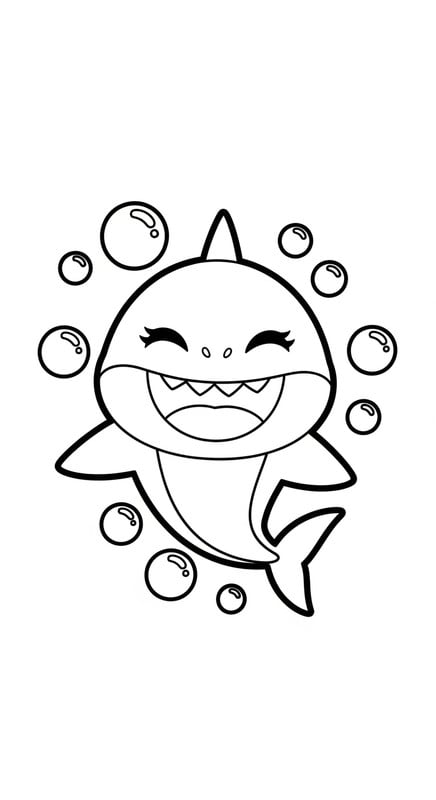 Tranh tô màu cá mập, Baby Shark cute 4