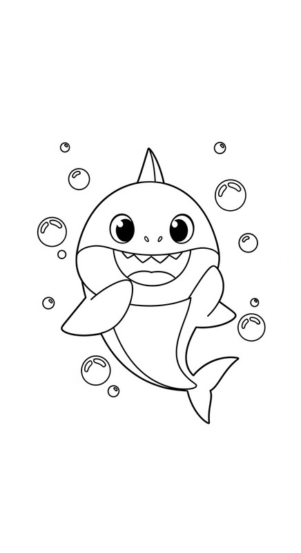 Tranh tô màu cá mập, Baby Shark cute 7