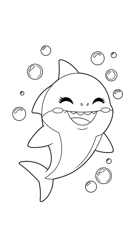 Tranh tô màu cá mập, Baby Shark cute 8