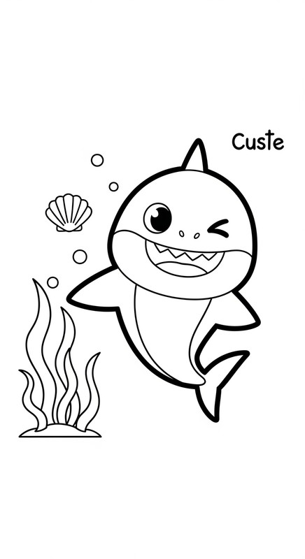 Tranh tô màu cá mập, Baby Shark cute 9