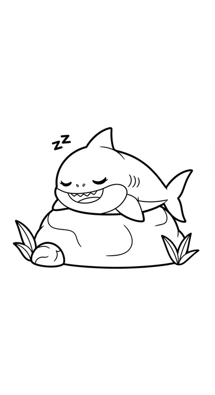 Tranh tô màu cá mập, Baby Shark cute  10