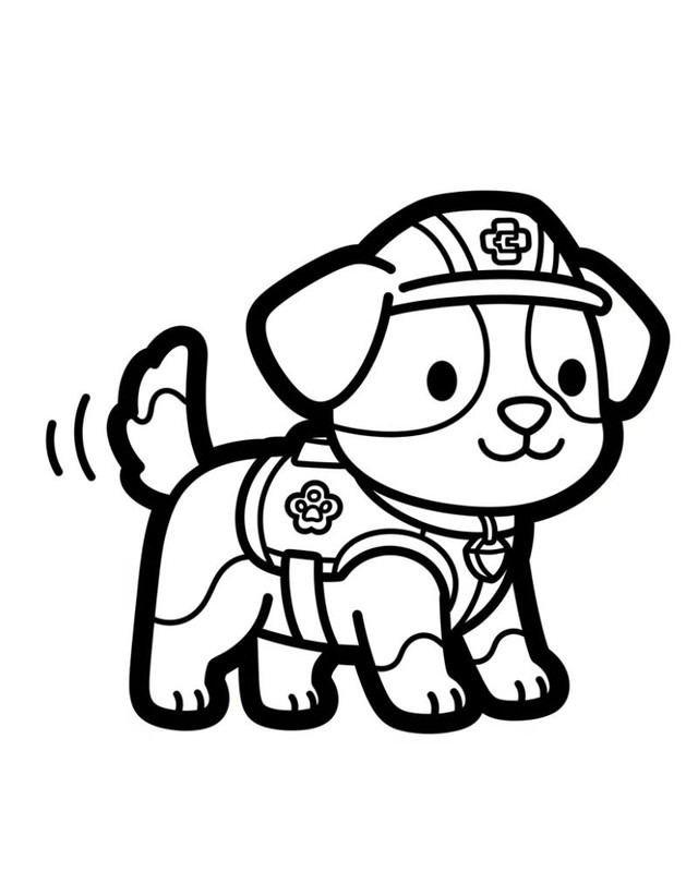 Tranh tô màu con chó hoạt hình chibi cute 1